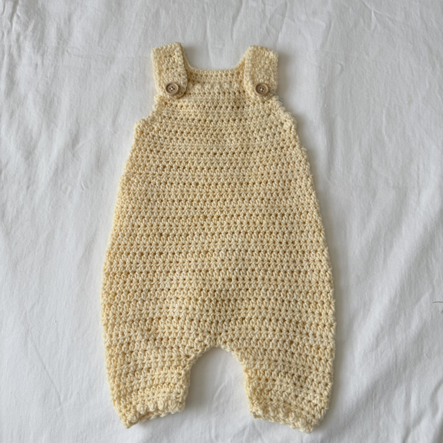Cream crochet dungaree romper