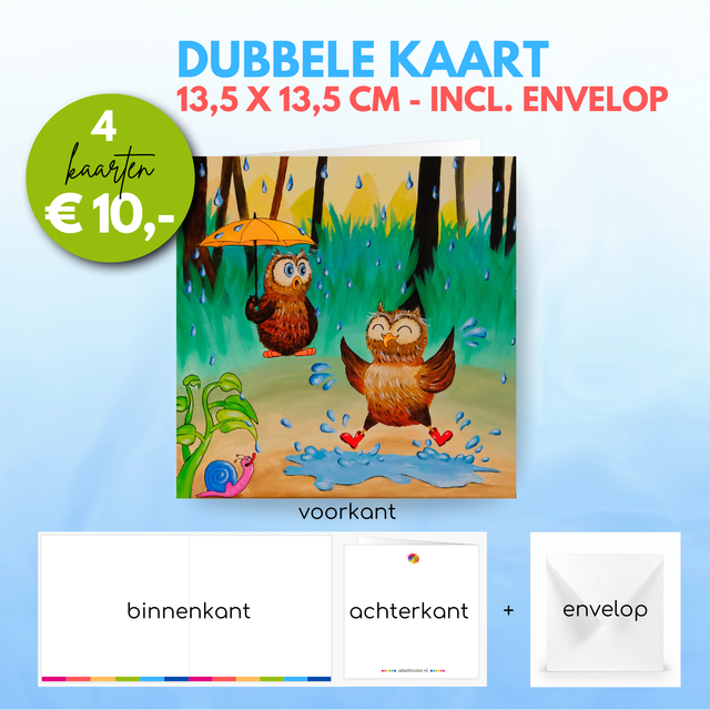 Uiltjes in de regen | Dubbele kaart incl. envelop