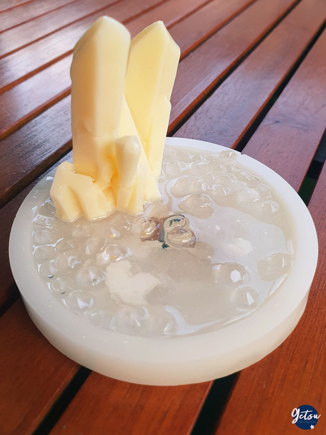 Mini vide-poche blanc et jaune avec cristal