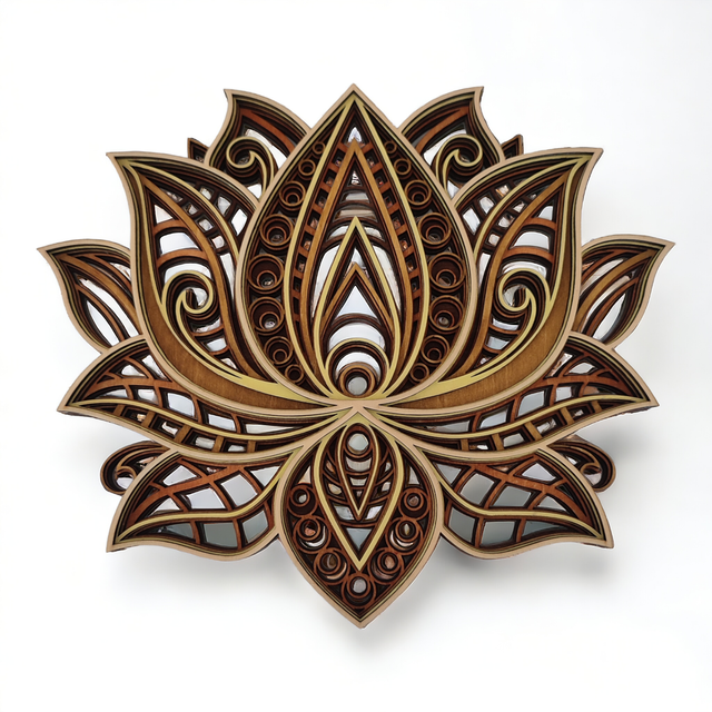 Mandala en bois Fleur de lotus