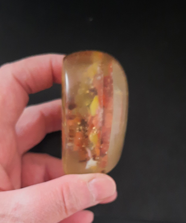 Coeur décoration Agate jaune / Agate rouge