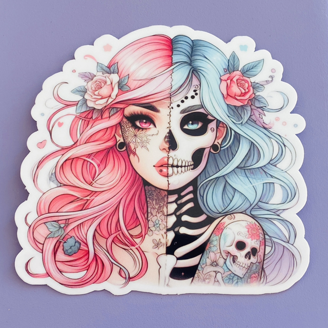 Sticker Skull Flower