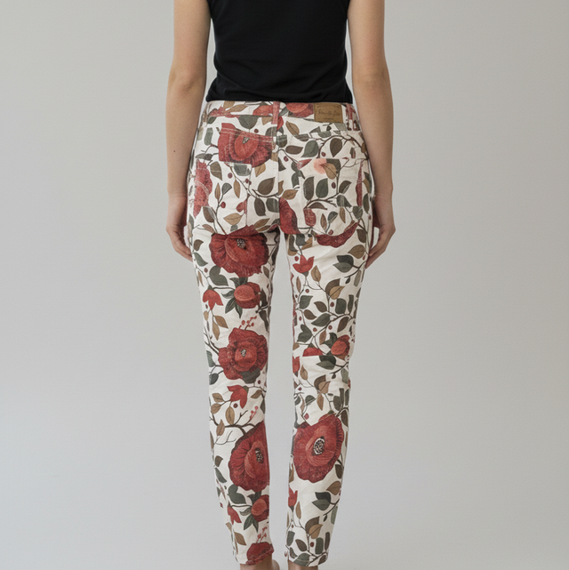 Jean Slim Place du Jour à Imprimé Floral Automnal