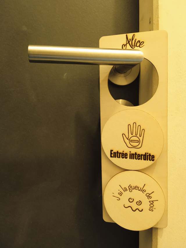 Disque accessoire &quot;J&#039;ai la gueule de bois&quot; pour panneau de porte interchangeable By Romalysa