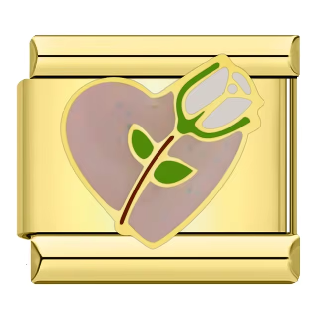 Charm Corazón y Rosa Dorado