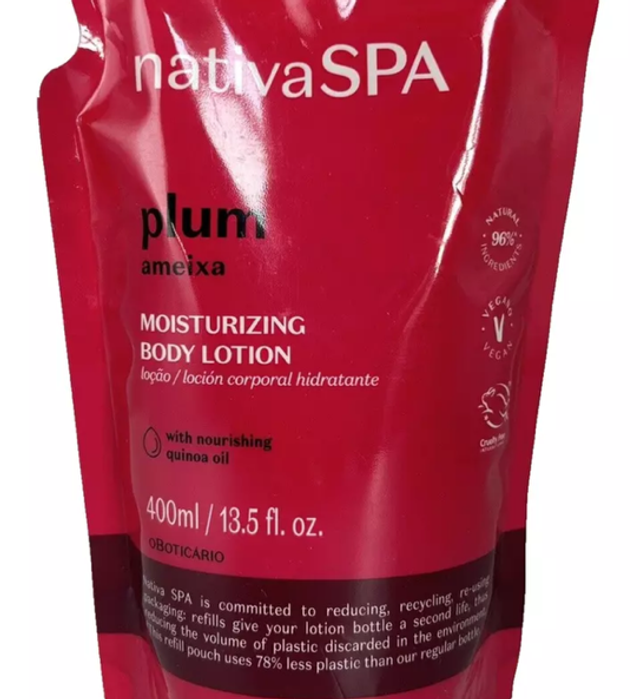 Nativa SPA Plum Moisturizing Body Lotion Refill 400 ml Smooth Skin Scented Ameixa