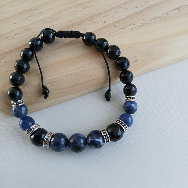 Heren armband Sodaliet en Onyx (2.011)
