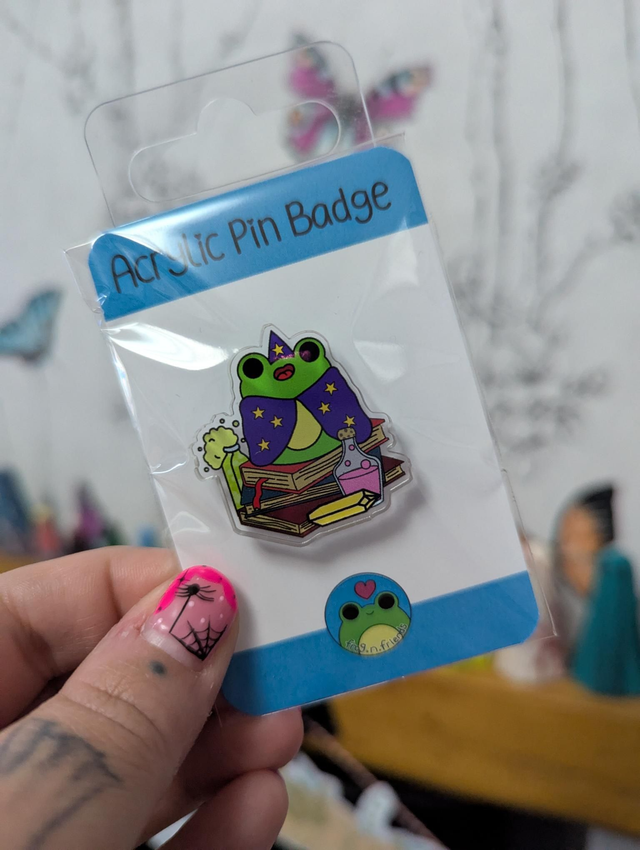 Wizard frog acrylic pin 