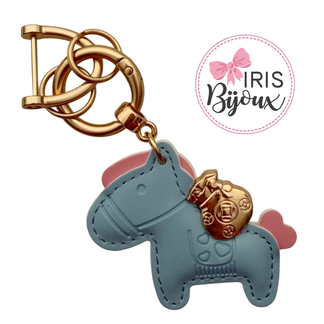 Portachiavi cavallo con sacchetto gold 