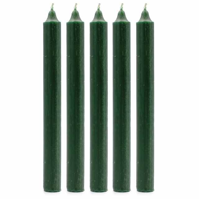 Pack of 5 Holly Green Solid Colour Dinner Candles