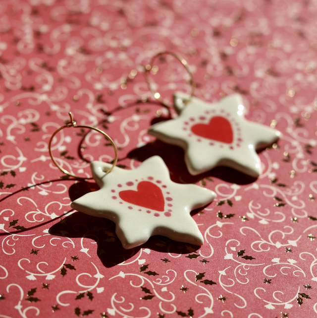 Boucles d’oreilles en céramique - flocon cœur