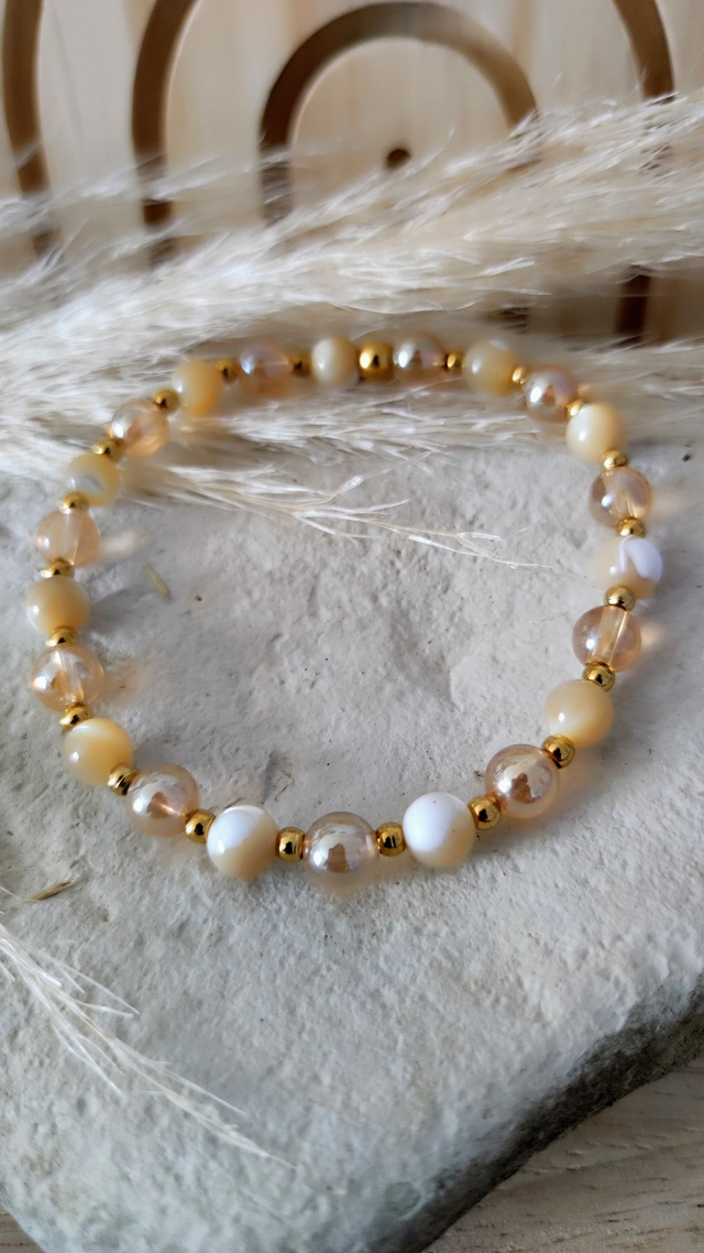Bracelet "Mère des Perles" Nacre et Aqua Aura