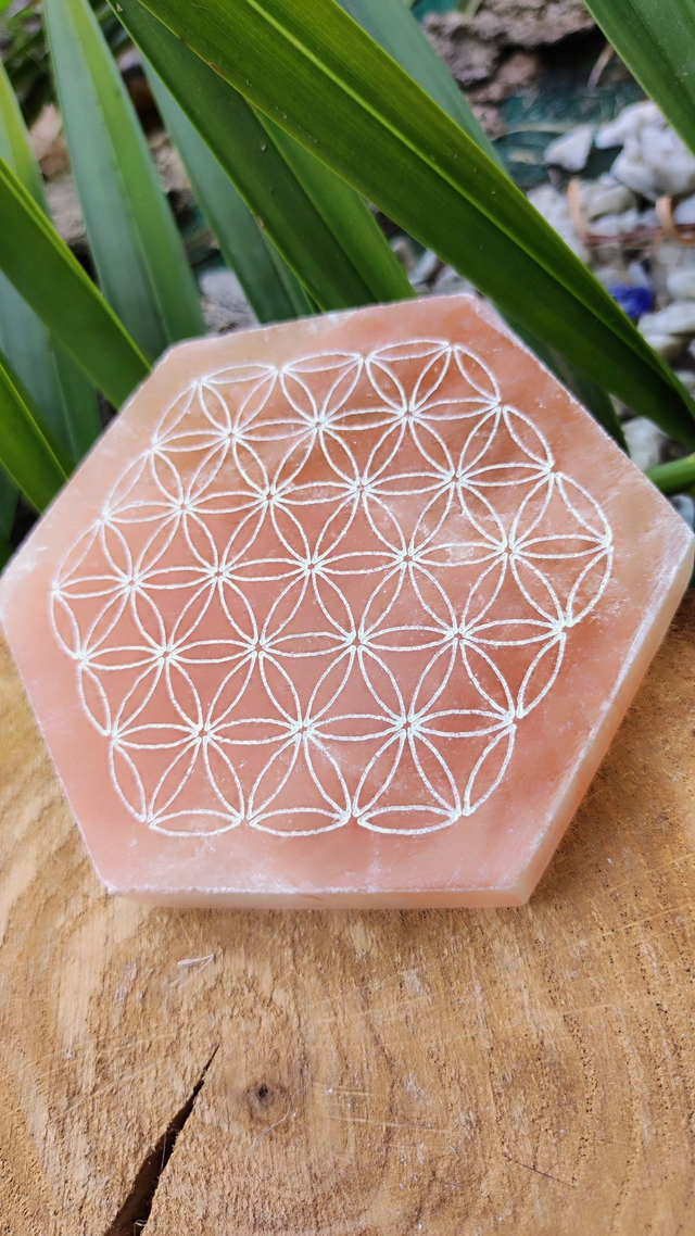 Plaque Sélénite Fleur de vie