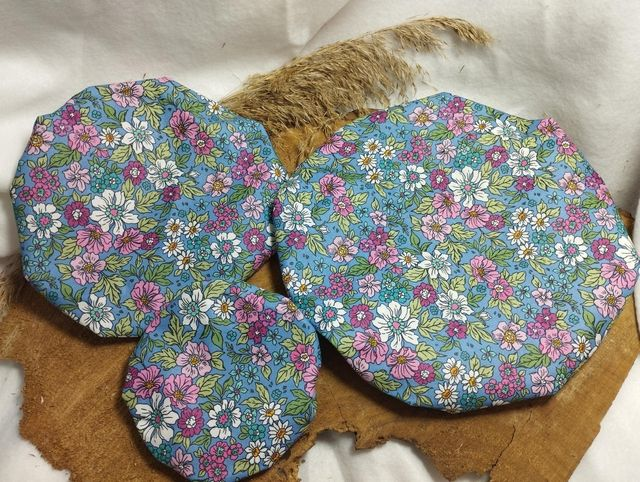 Charlotte / couvre plat / couvre bol  ||  Lavable et réutilisable (lot de 3 tailles) - Flowers