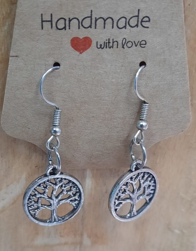 Orecchini donna acciaio con albero della vita