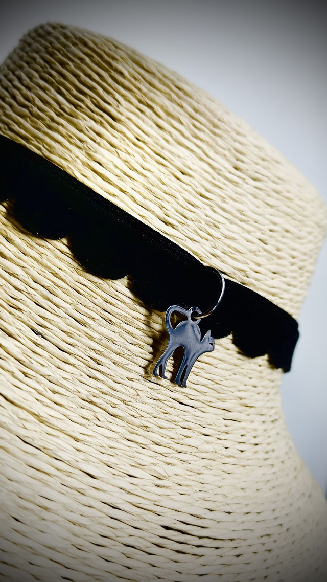 Ras-du-cou Chat noir (argenté)