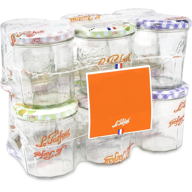Le Parfait 6585009.0 Lot de 18 Confituriers Verre Transparent 25,5 x 15,5 x 19,1 cm