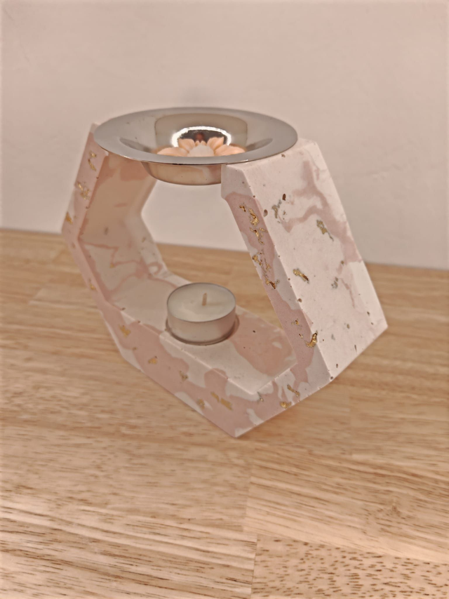 Diffuseur Xena marbré rose & feuilles d'or