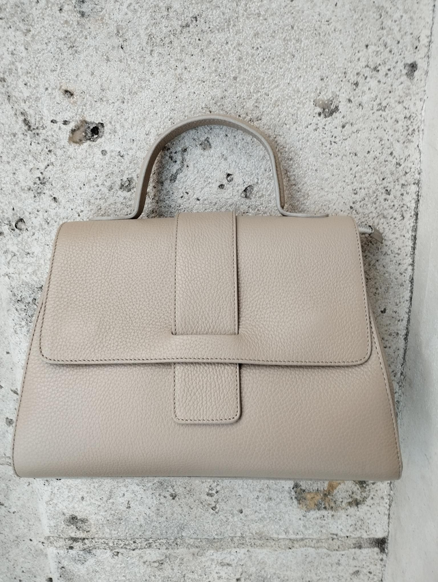 Sac Cuir Semi Rigide Beige 