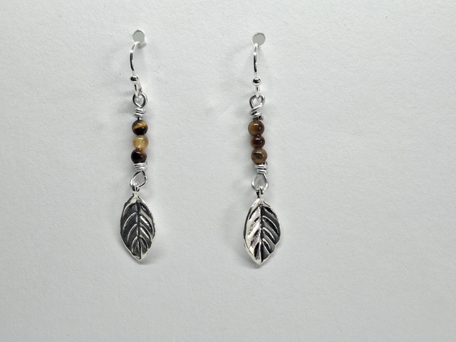 Tiger Eye Leaf Earring