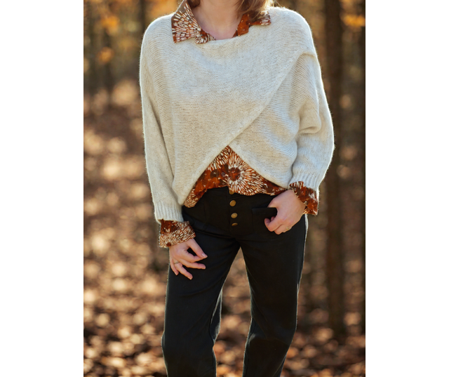 pull croisé bolero crème