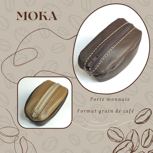 MOKA porte monnaie Grain de café - Chocolat / Camel