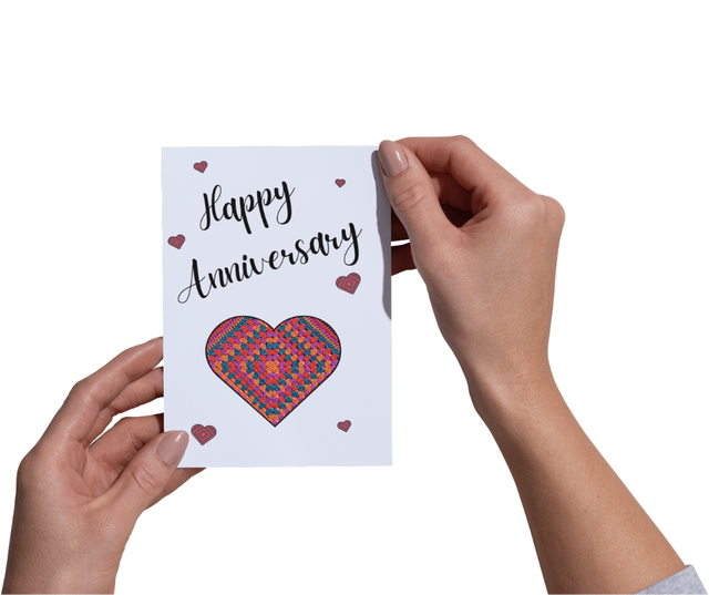 Wedding Anniversary Card - A5 Printed Crochet Heart