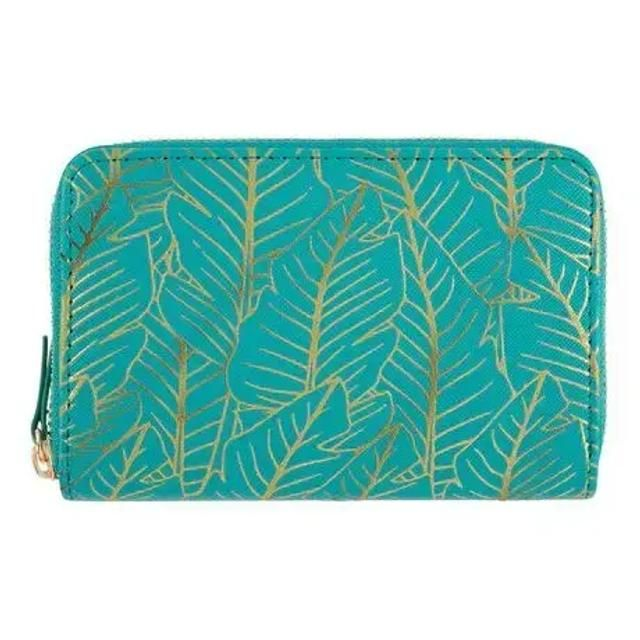 DRAEGER PARIS 1886 CARTERA MEDIANA DE MUJER - HOJAS DORADAS - TURQUESA