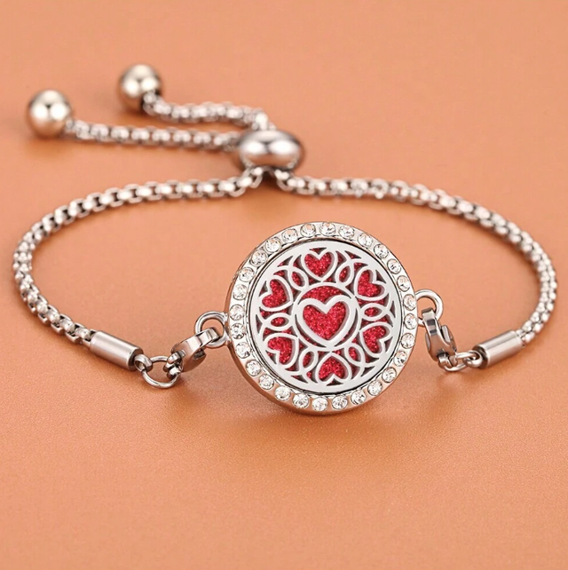 Bracelet diffuseur d'huiles essentielles argent " Cœur "