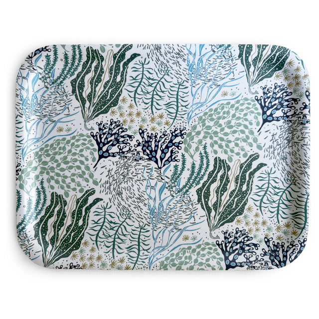 Tarjotin Vedenalainen puutarha valkoinen 36 x 28 cm