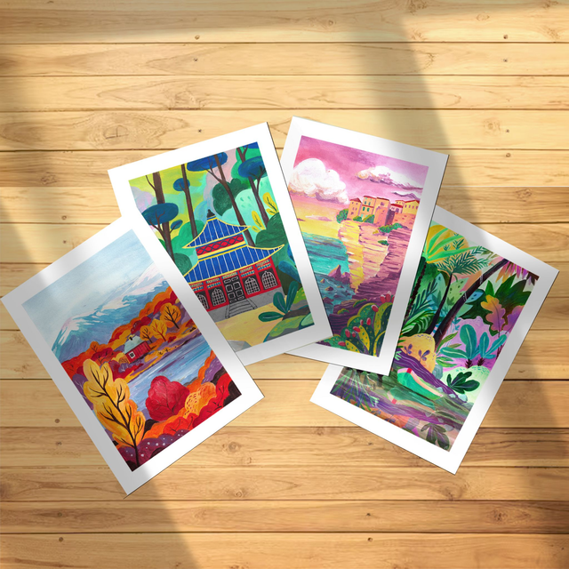 Lot de 4 Prints Voyage 13 x 18 cm