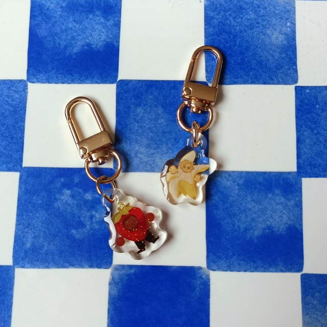 mini vexed and banana - acrylic keychain