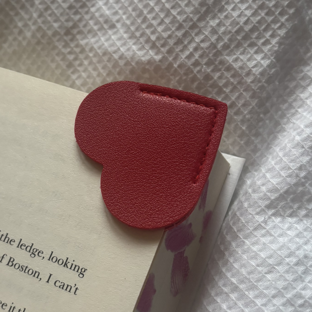Personalised Leather Heart Bookmark | Red | Engraved
