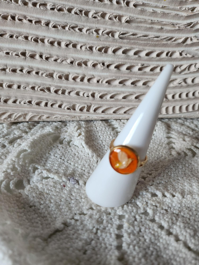 Bague fleurs séchées orange