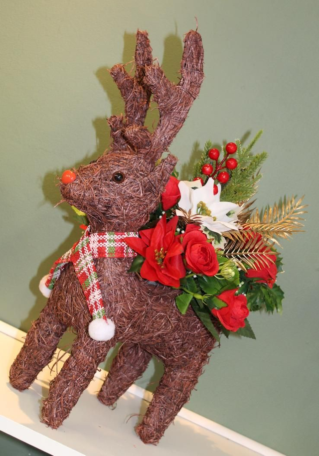 Festive Reindeer Arrangement – Artificial Flowers
