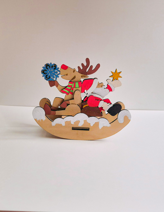 Santa and Rudolf on Rocking Sleigh 