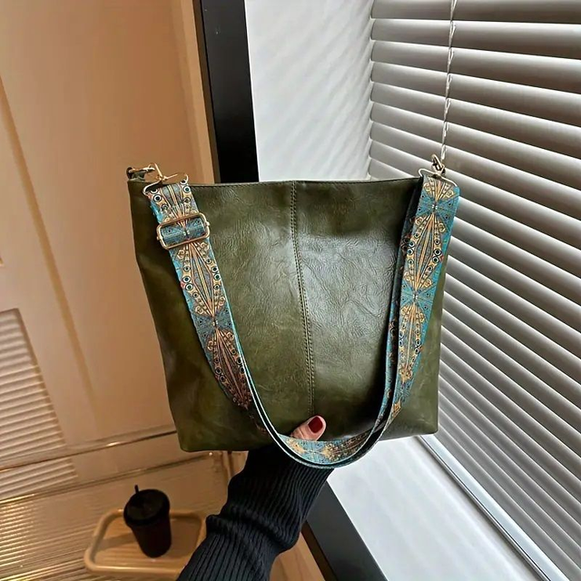 sac à bandoulière vintage femme en cuir vert