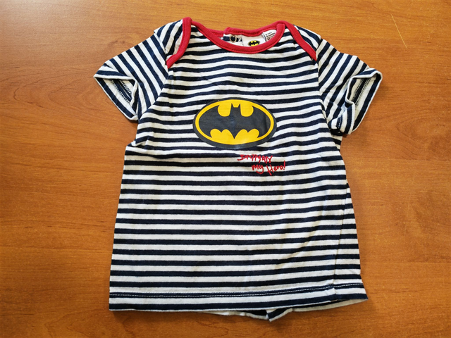 T-shirt rayé Batman 6 mois