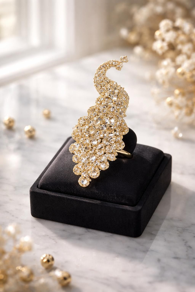 Broche paon - Collection Champagne