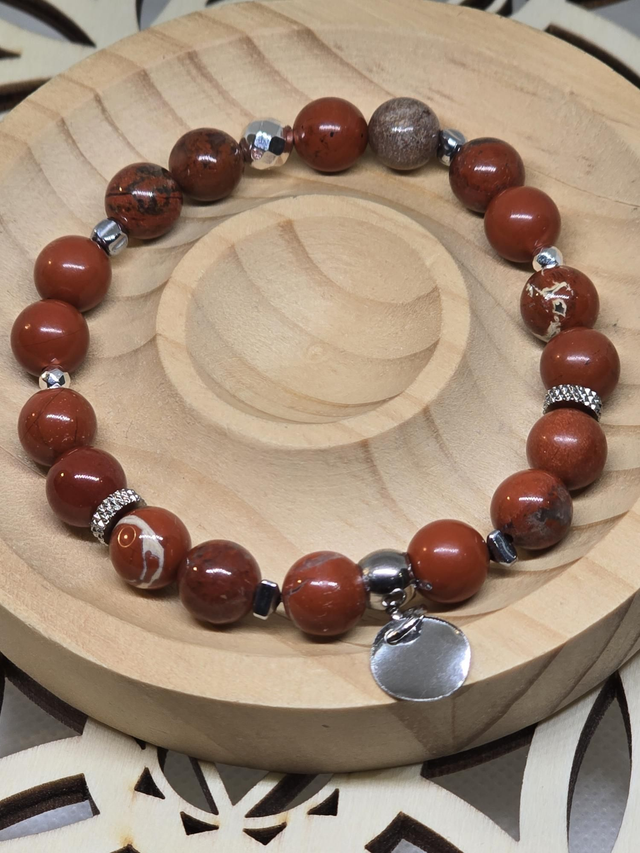 Bracelet Jaspe rouge 0,8 cm 