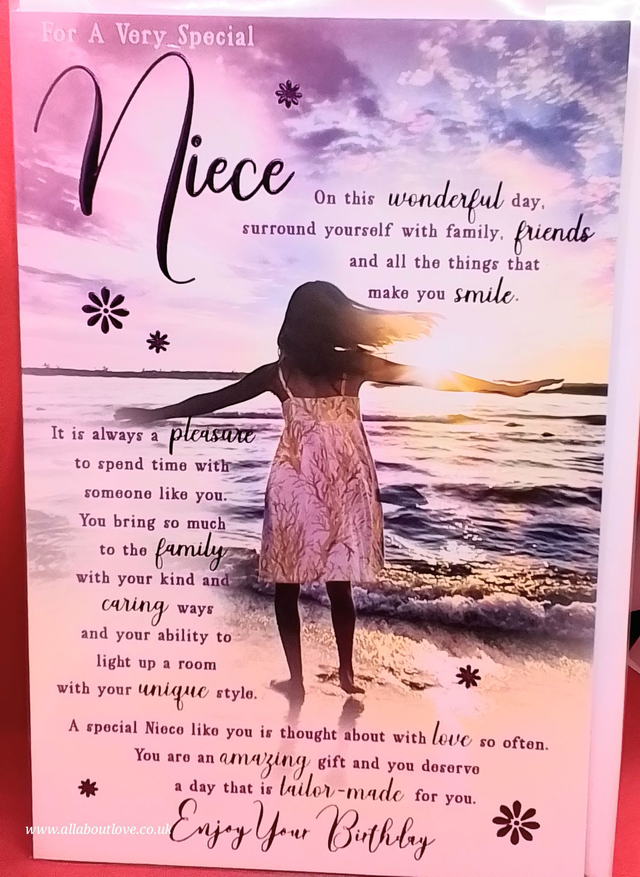Niece Beach Sentiments Happy Birthday Foil Card Lovely Verse