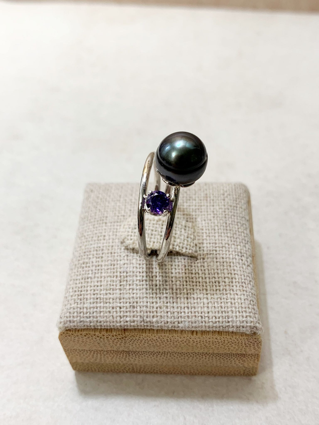 Maeva - Bague en argent 925 et véritable Perle de culture de Tahiti