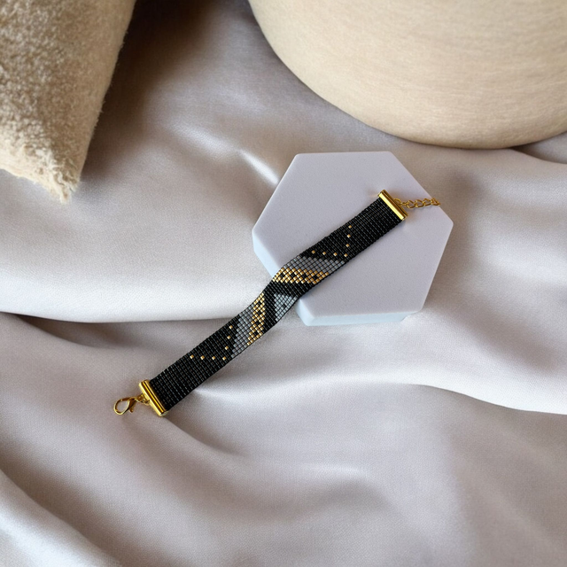 Bracelet noir, or et gris
