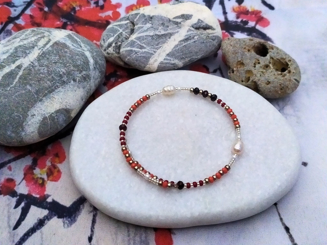 Bracelet 'orange corail' - bracelet fil mémoire