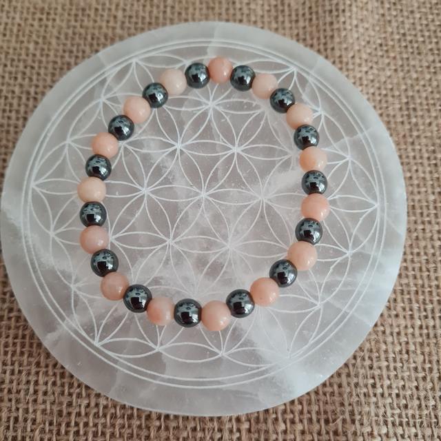 bracelet Hématite et Aventurine rose