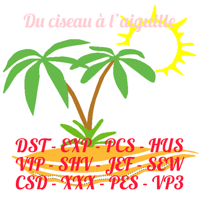 fichier broderie paysage de plage - Cadre 10x10 / 12 Formats