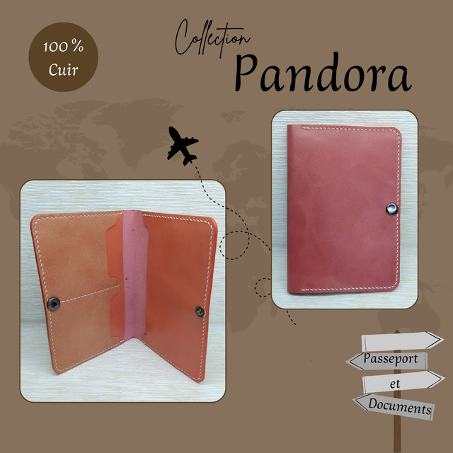PANDORA portefeuille en cuir Corail