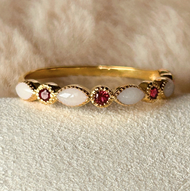 Ring majestic • 4 fødselssteiner • gullbelagt • Mathilde