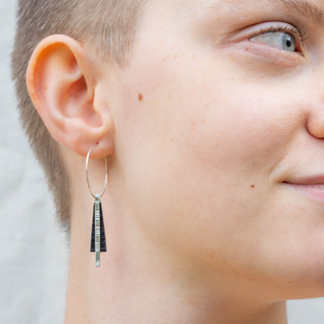 Boucles d'oreilles Tria - Argent, noir