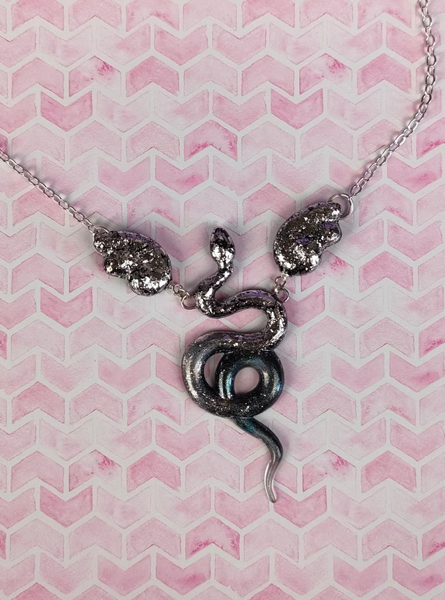 Winged Snake Pendant - silver